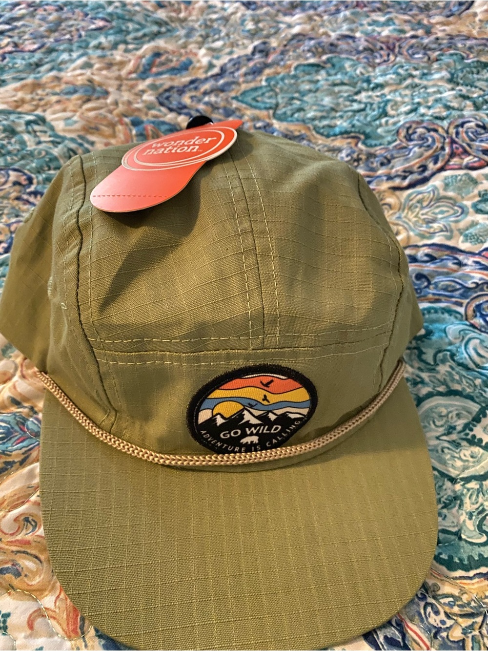 Go Wild Olive Green Outdoor Cap with Braided Brim Detail - Picture 5 of 5